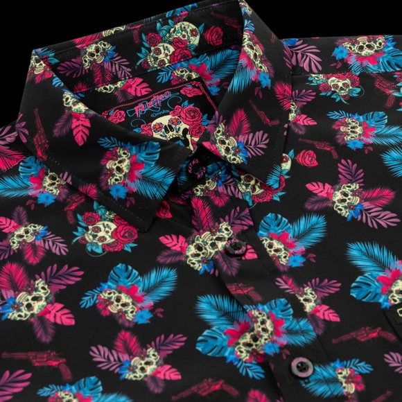 Retro Rifle Men's Full Button Down - Drinko - Picture 2 of 5